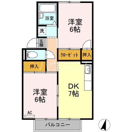 セジュール・ヤマシマＡの間取り