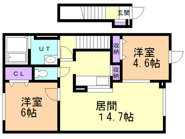 函館市深堀町のアパートの間取り