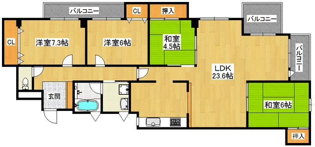 高槻市大手町のマンションの間取り