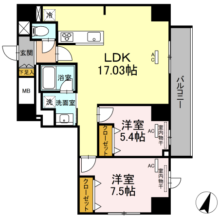 那覇市泊のマンションの間取り