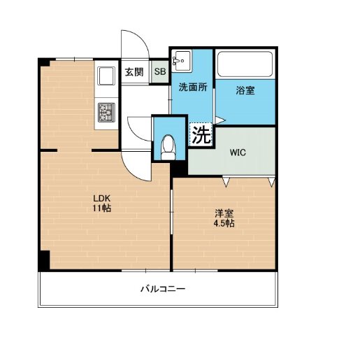 熊本市西区蓮台寺のマンションの間取り