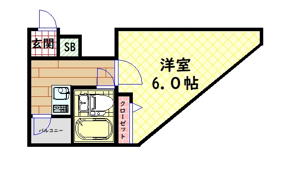 大阪市中央区常盤町のマンションの間取り