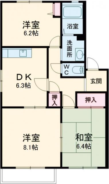 泉佐野市鶴原のアパートの間取り