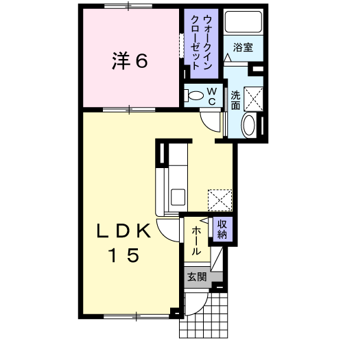 滝川市東町7丁目1LDKアパートの間取り