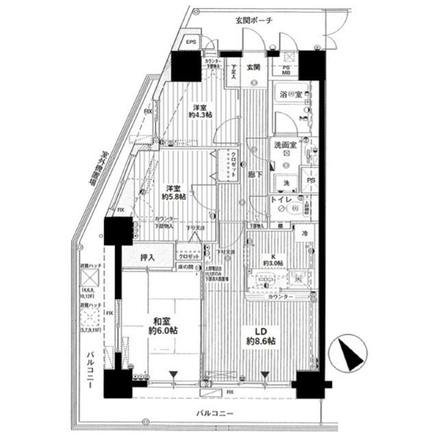 墨田区本所のマンションの間取り