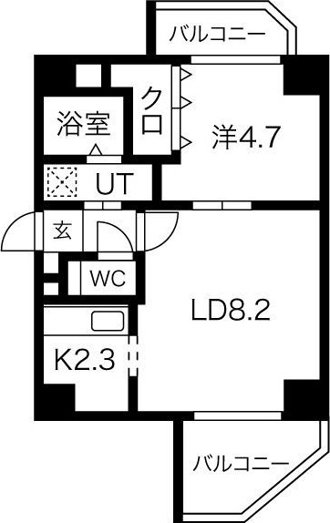 札幌市中央区南二十条西のマンションの間取り