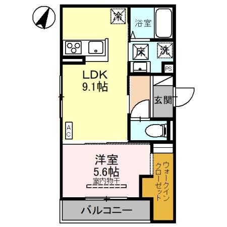 富山市弥生町のアパートの間取り