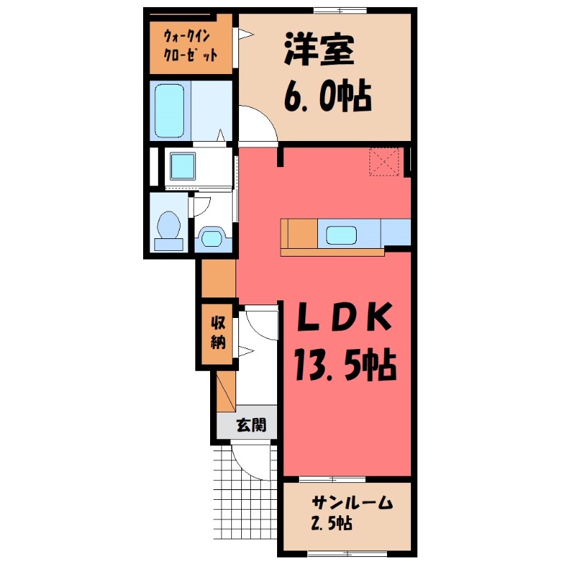 太田市藪塚町のアパートの間取り