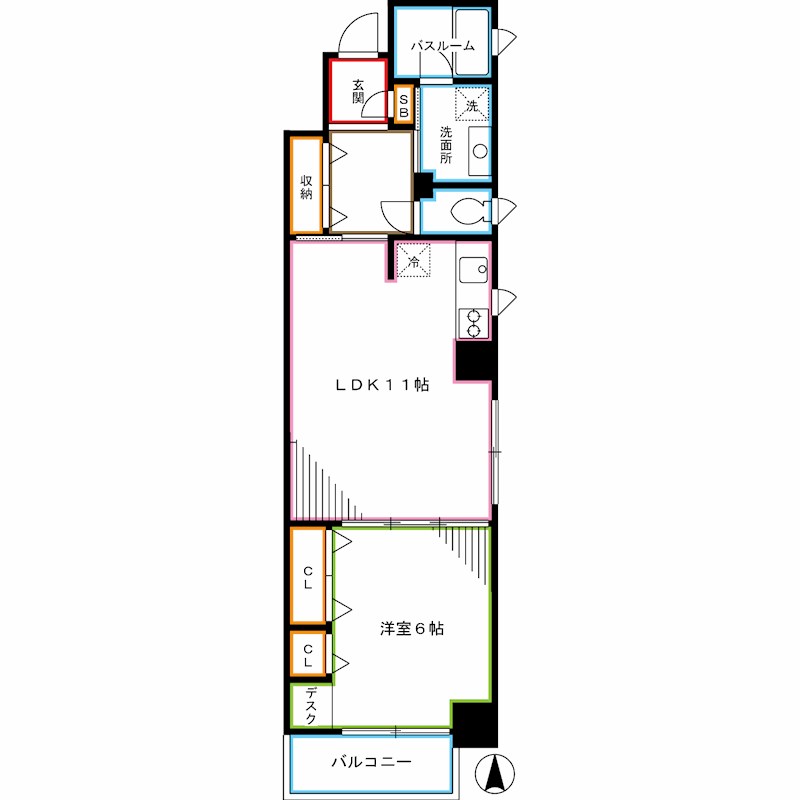 新宿区北新宿のマンションの間取り