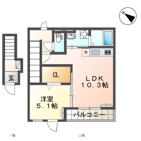 仮）つくば市高見原新築アパートＢの間取り