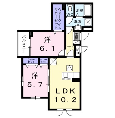 広島市中区西白島町のアパートの間取り