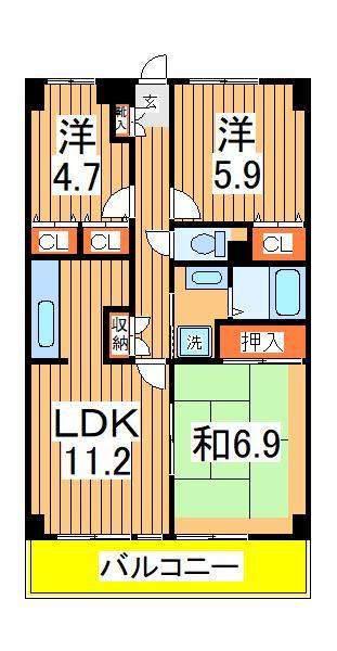 我孫子市つくし野のマンションの間取り