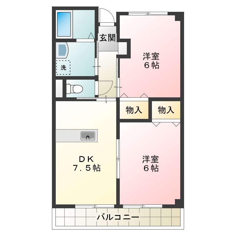 徳島市南昭和町のアパートの間取り