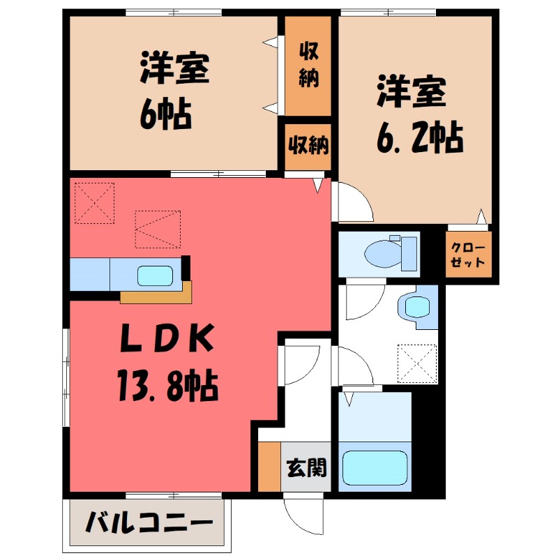 深谷市上野台のアパートの間取り