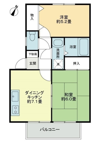 フォブールかざしヶ丘Ｅの間取り