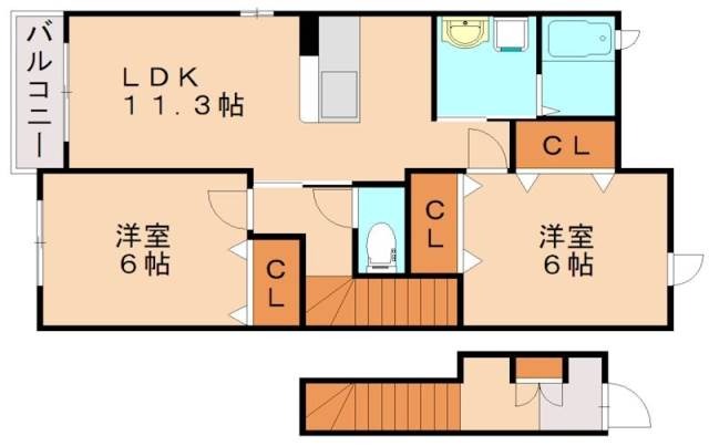 飯塚市潤野のアパートの間取り