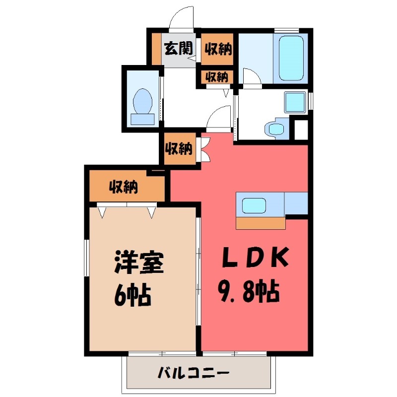 真岡市熊倉のアパートの間取り