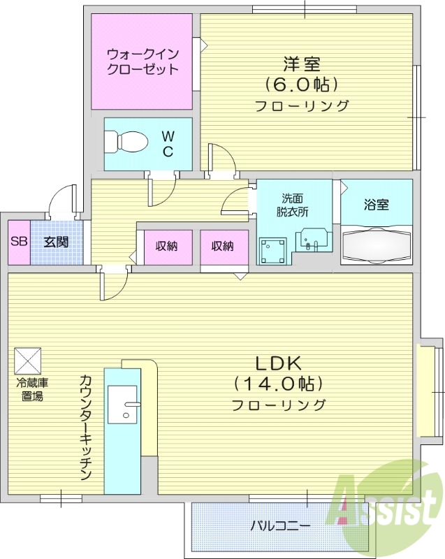 多賀城市伝上山のアパートの間取り