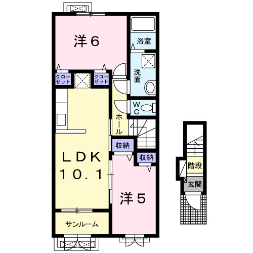 高岡市下牧野のアパートの間取り