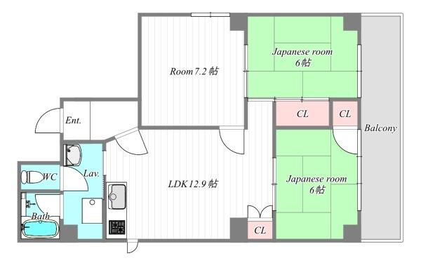 地下鉄谷町線 南森町駅 徒歩2分 8階建 築44年の間取り写真
