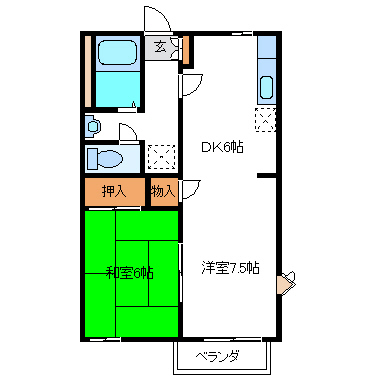 郡山市八山田のアパートの間取り