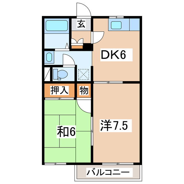 郡山市大槻町のアパートの間取り