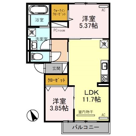 【栗東市綣のアパートの間取り】