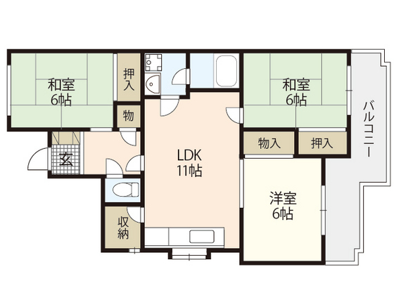 広島市西区井口台のマンションの間取り