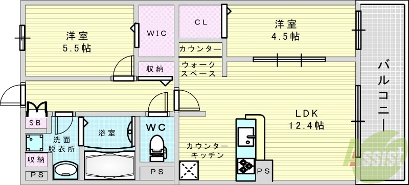 摂津市千里丘のマンションの間取り