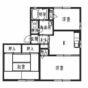 姫路市飾磨区城南町のアパートの間取り