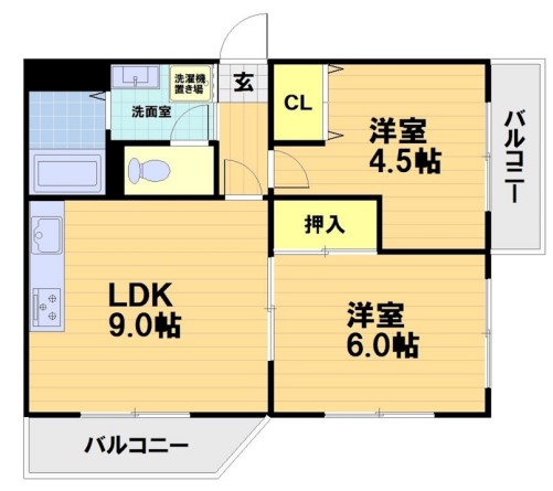 亀岡市篠町馬堀のマンションの間取り