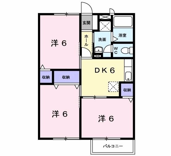 北九州市小倉南区徳吉西のアパートの間取り