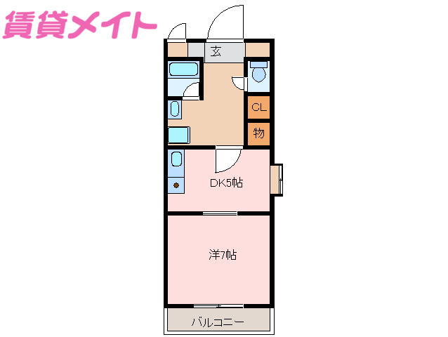 津市栗真町屋町のマンションの間取り