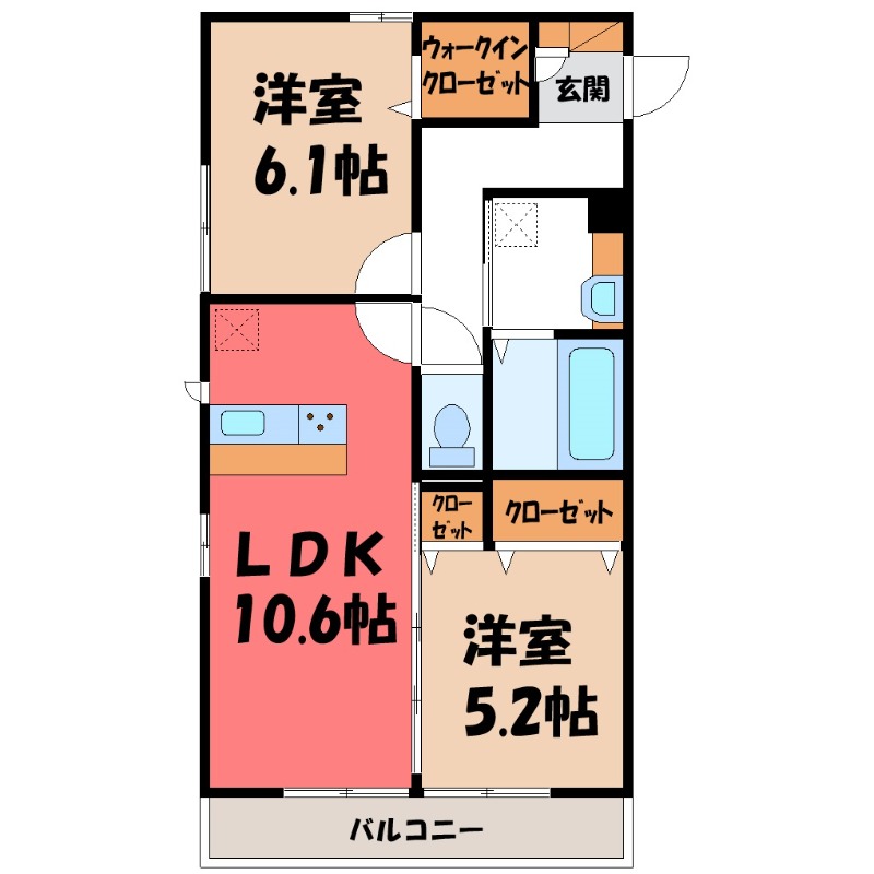 熊谷市末広のアパートの間取り