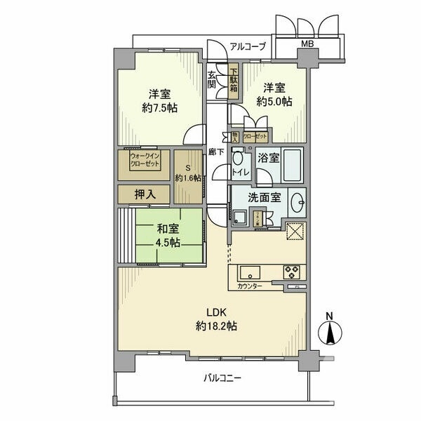 堺市北区長曽根町のマンションの間取り