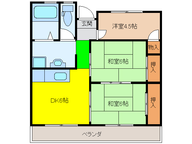 大垣市楽田町のアパートの間取り