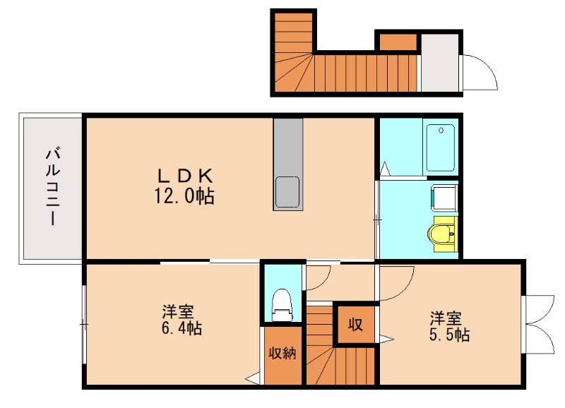 糟屋郡新宮町大字三代のアパートの間取り