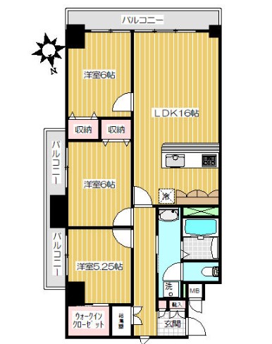 中野区中野のマンションの間取り