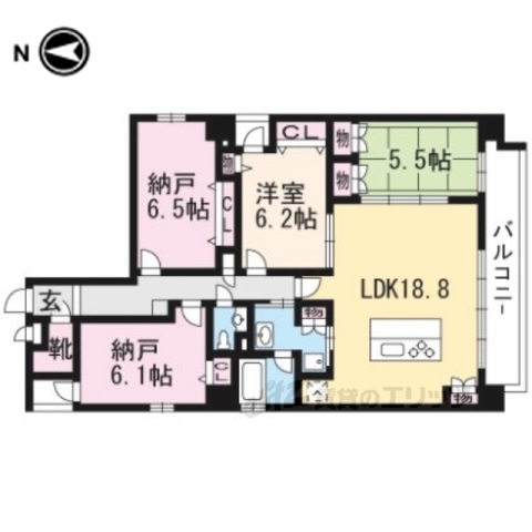 京都市中京区菱屋町のマンションの間取り