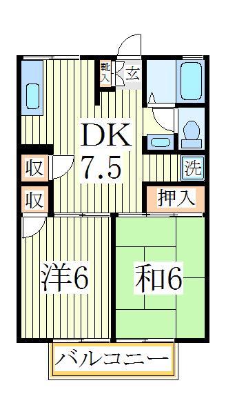 流山市加のアパートの間取り