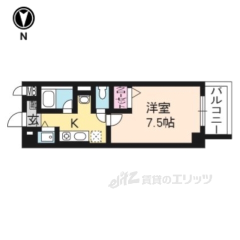 京都市右京区嵯峨野内田町のマンションの間取り