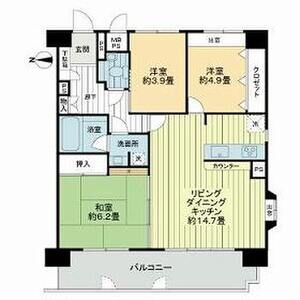 堺市西区上野芝町のマンションの間取り