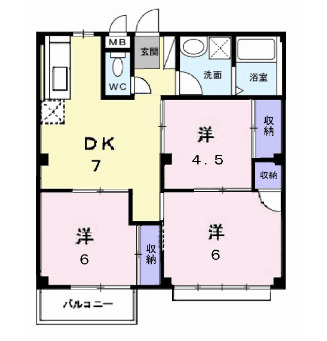 ＪＲ東北本線 郡山駅 徒歩28分 2階建 築34年の間取り写真