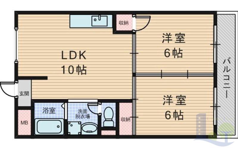 地下鉄今里筋線 瑞光四丁目駅 徒歩6分 6階建 築48年の間取り写真