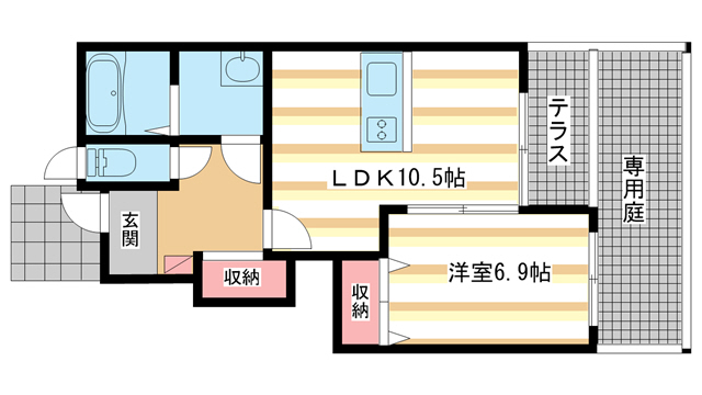 生駒市西菜畑町のアパートの間取り