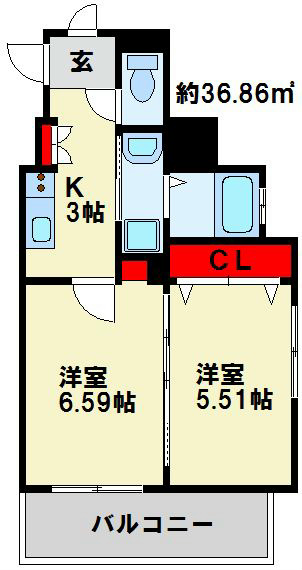 北九州市小倉北区砂津のマンションの間取り