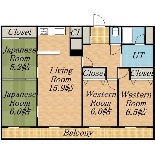 札幌市東区北十四条東のマンションの間取り