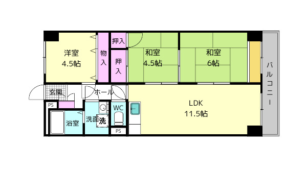 メゾン東生駒YD3番館の間取り