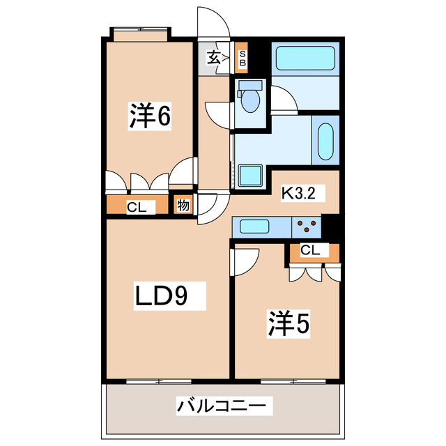 郡山市菜根のマンションの間取り