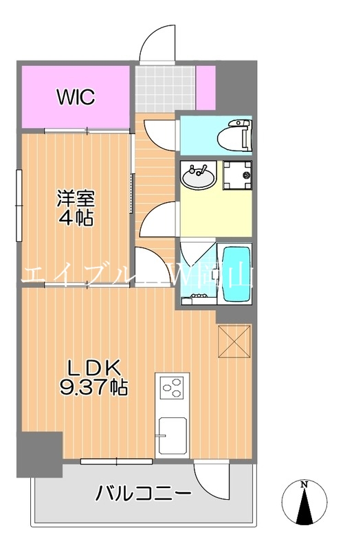 岡山市北区富田町のマンションの間取り